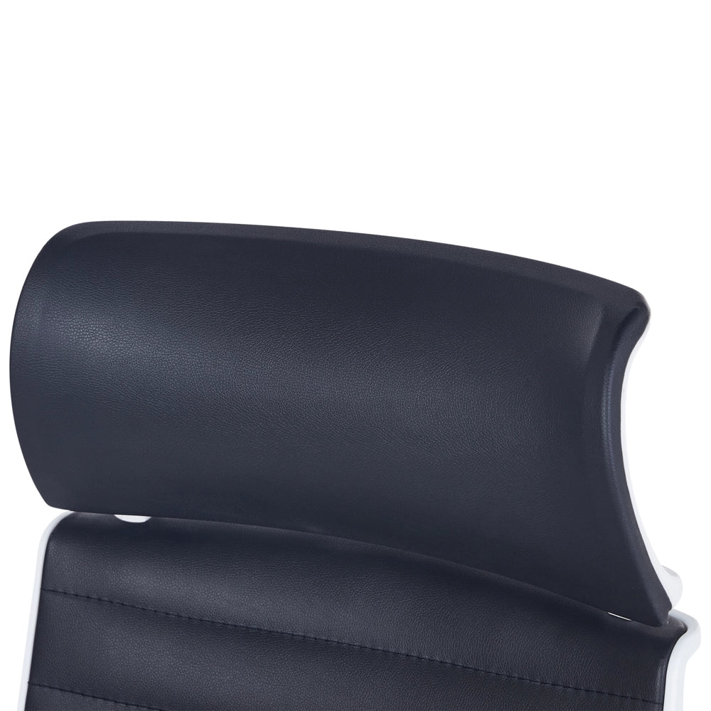 Sedia da Ufficio in Ecopelle Nera e Bianca Girevole Alzata a Gas Regolabile in Altezza con Ruote Ergonomica Moderna
