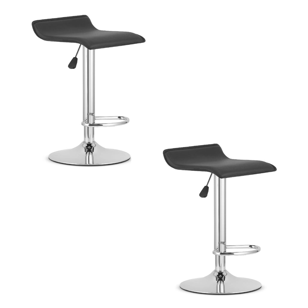 Sgabello girevole VALORA FORT - Ecopelle nera / Base cromata x 2