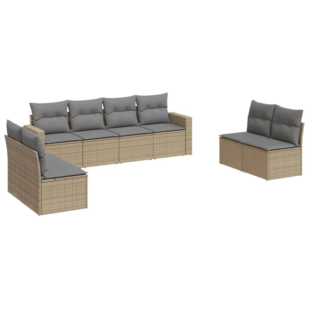 Set Divano da Giardino 8 pz con Cuscini Beige in Polyrattancod mxl 86981