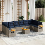Set Divani da Giardino 11 pz con Cuscini in Polyrattan Grigio 3227174