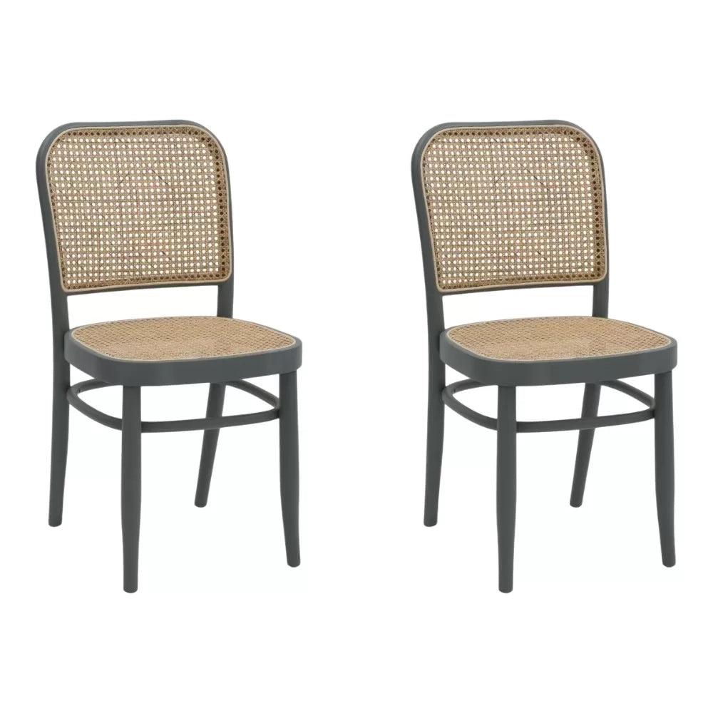 Set 2 sedie paglia di vienna in legno grigio 45x47x87 - Mobili 2G