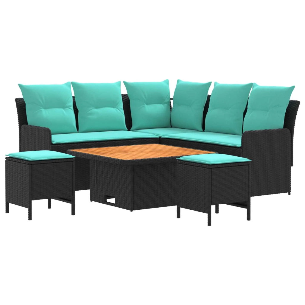 Set di Mobili con cuscino 6 pcs Nero e Turchese Rattan in PE 3422187