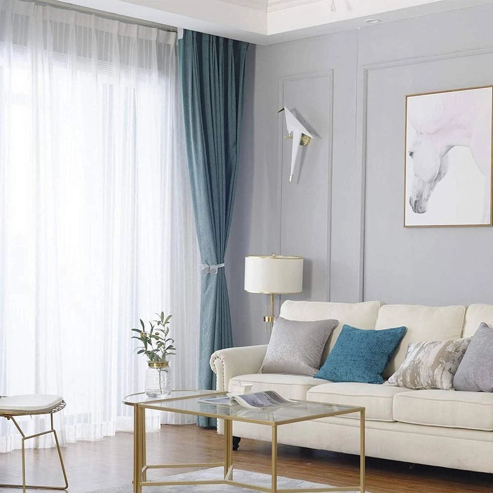 Trade Shop - Set 2 Pz Fermatende Magnetici Per Tenda Moderno Fibbia Intrecciata Colore Grigio -