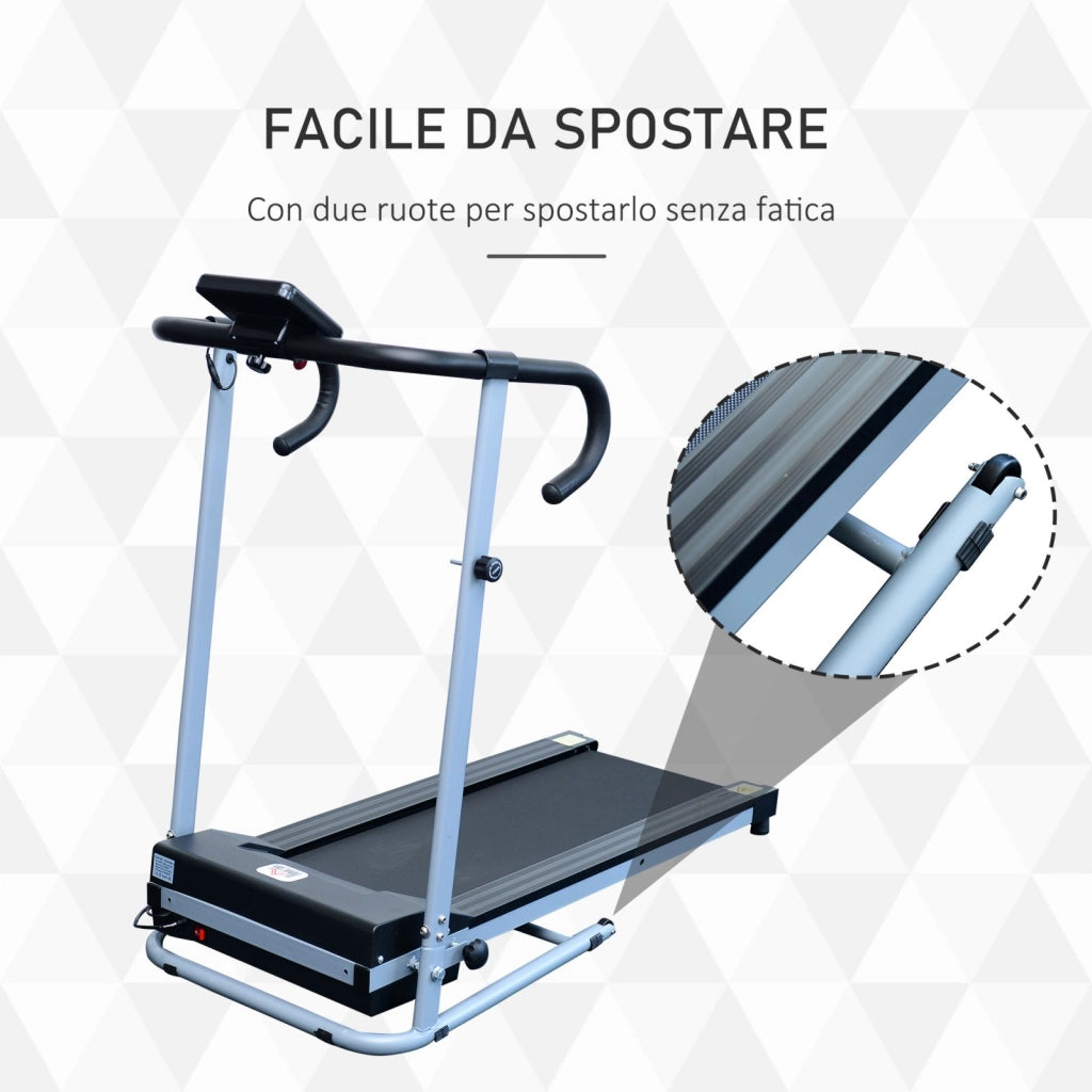 EasyComfort Tapis Roulant Pieghevole con Inclinazione, Tapis Roulant Elettrico Portatile con Schermo LCD, Velocità 1-10 km/h, Ruote, Impugnatura, per Home, Casa e Ufficio, Nero