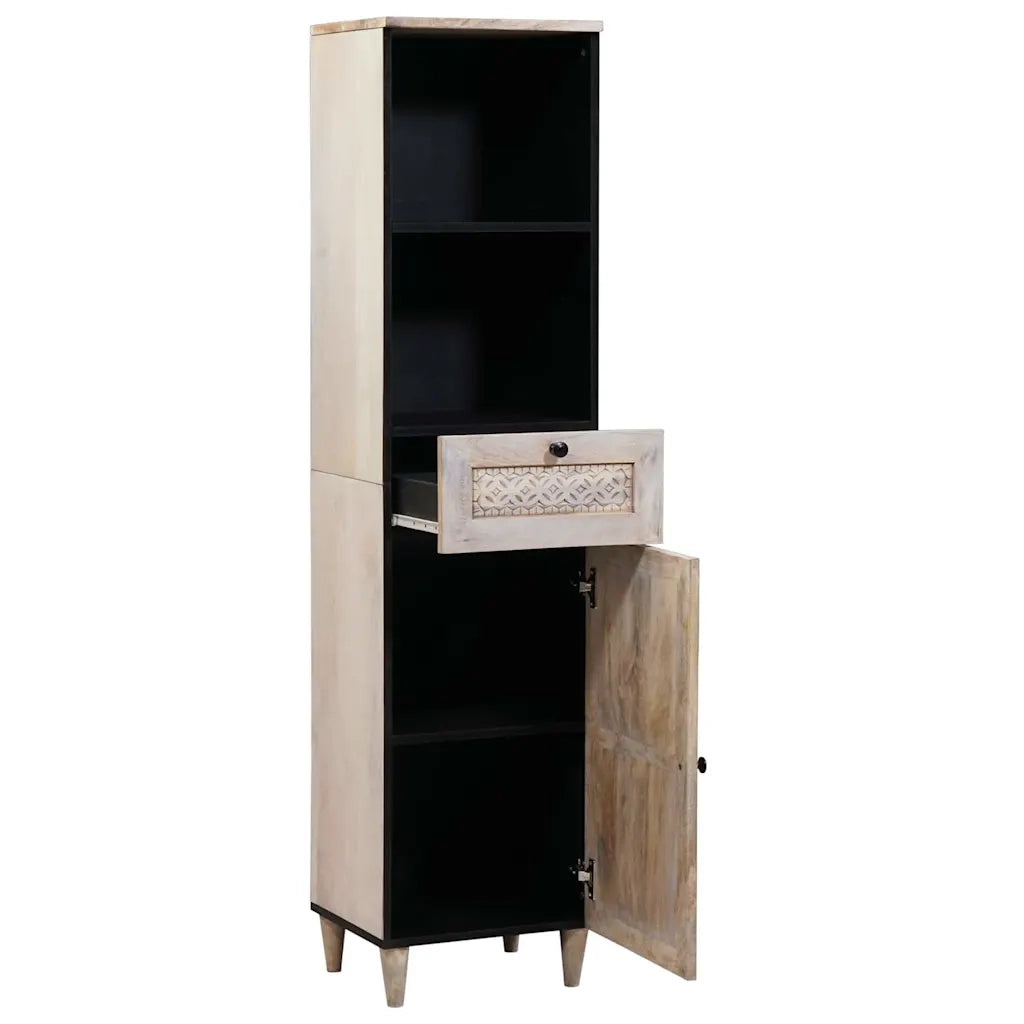 vidaXL Mobile da Bagno Bianco 38 x 33.5 x 160 cm Legno Massiccio Mango