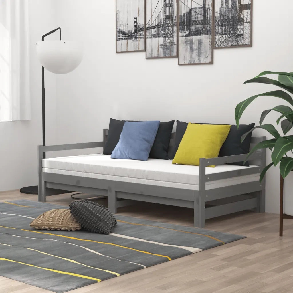 Dormeuse Estraibile 2x(90x200) cm Grigia in Legno di Pinocod mxl 120837