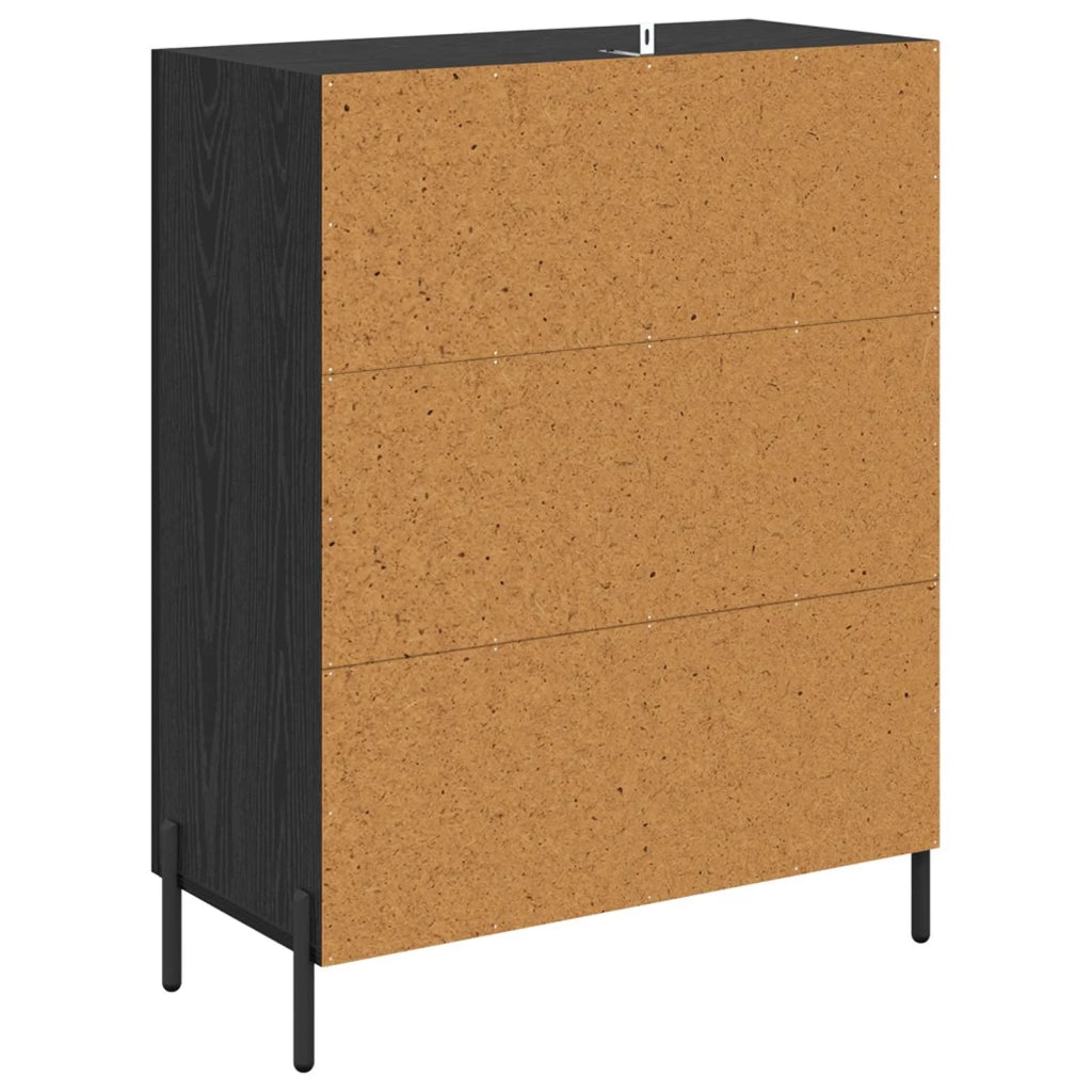 Credenza | Madia | Buffet da pranzo | Armadio da pranzo Rovere Nero 69,5 x 34 x 90 cm Legno multistrato
