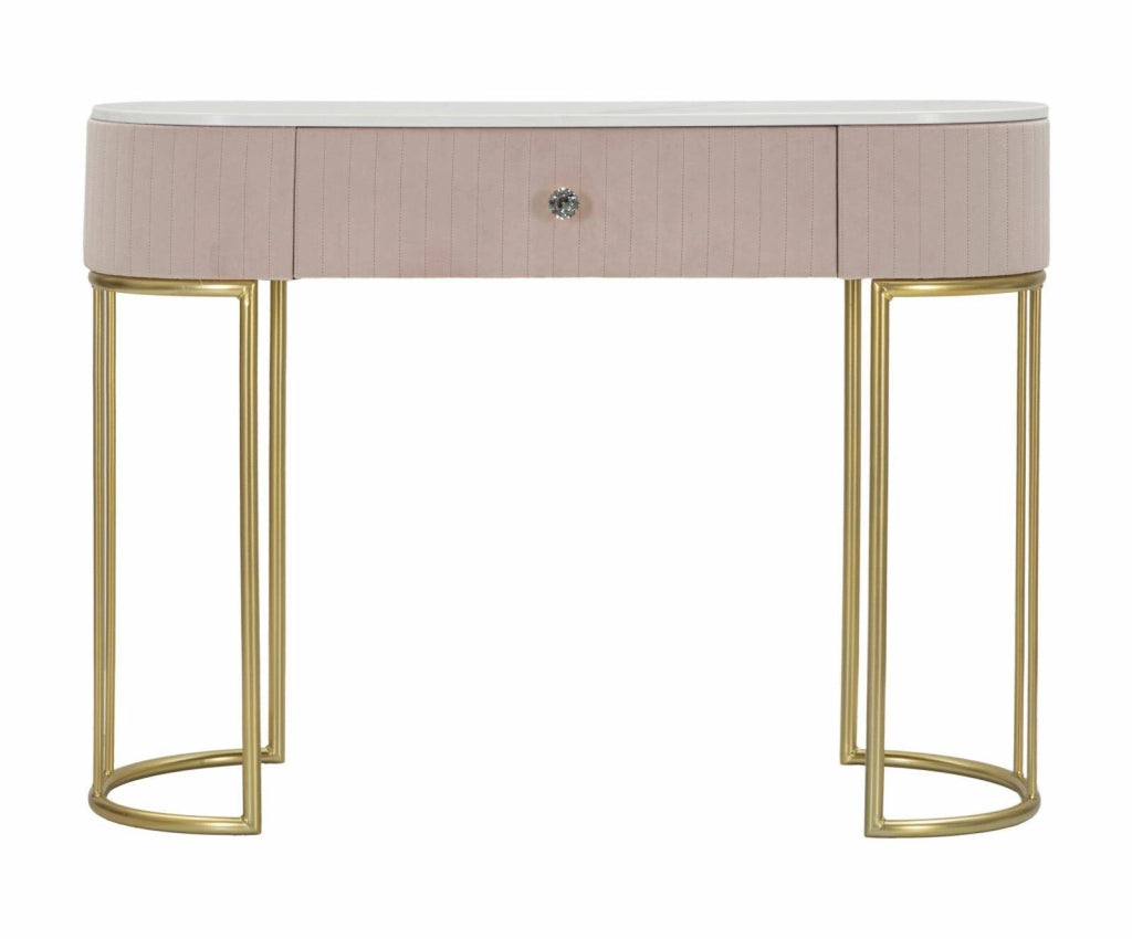 Consolle Abstraktes , Tavolo multiuso, Mobiletto d'appoggio, Scrivania da corridoio, 100x40 h75 cm, Rosa e Bianco