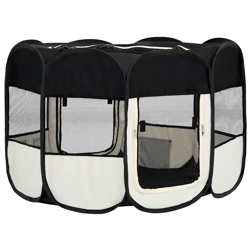 Box per Cani Pieghevole con Borsa Trasporto Nero 125x125x61 cm 171007