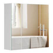 Mobiletto da bagno a muro con specchio mobiletto a 3 ante 60 x 15 x 55 cm con ripiano regolabile bianco moderno 12_0004041