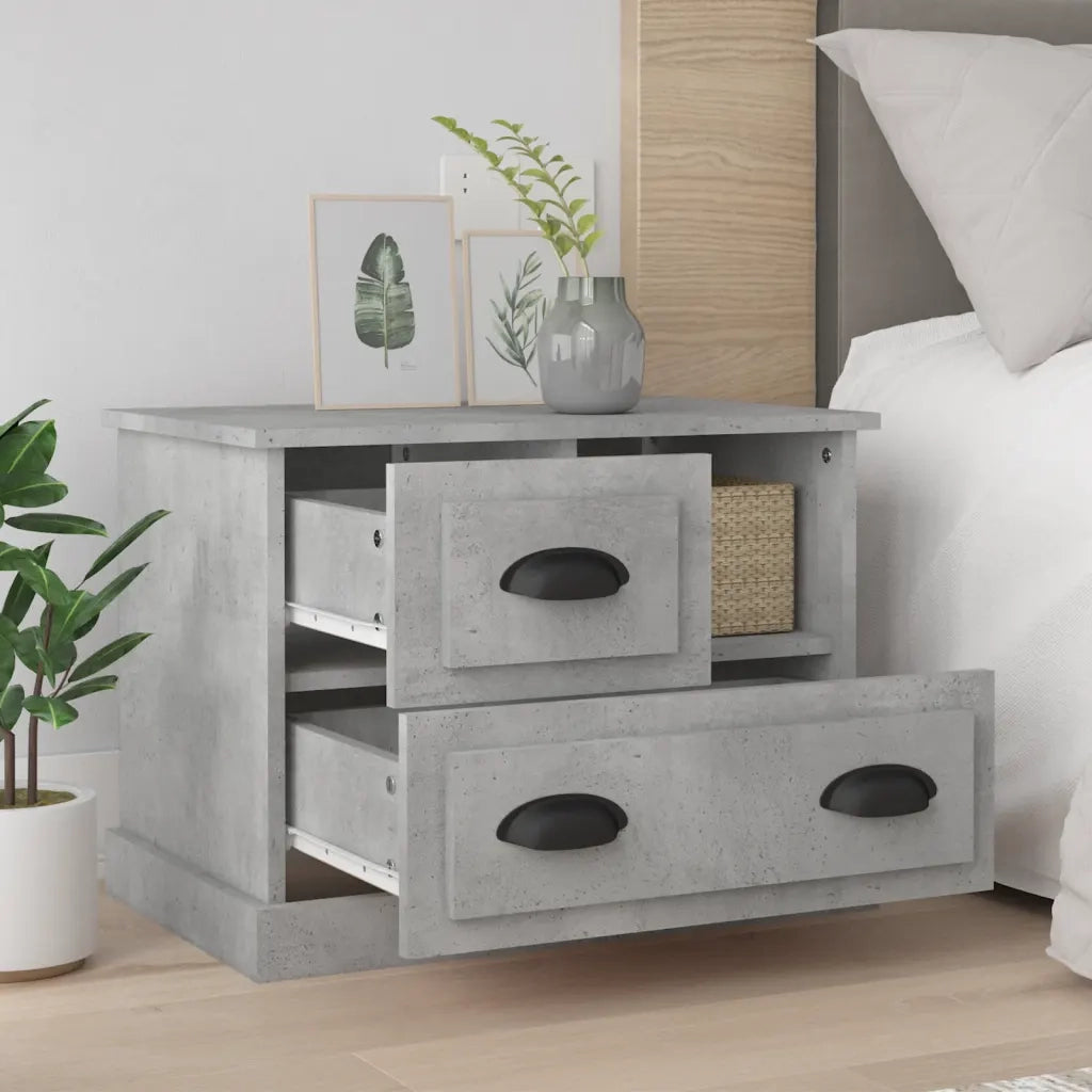 Comodino | Armadio da Notte | Mobiletto da notte Grigio Cemento 60x39x45 cm