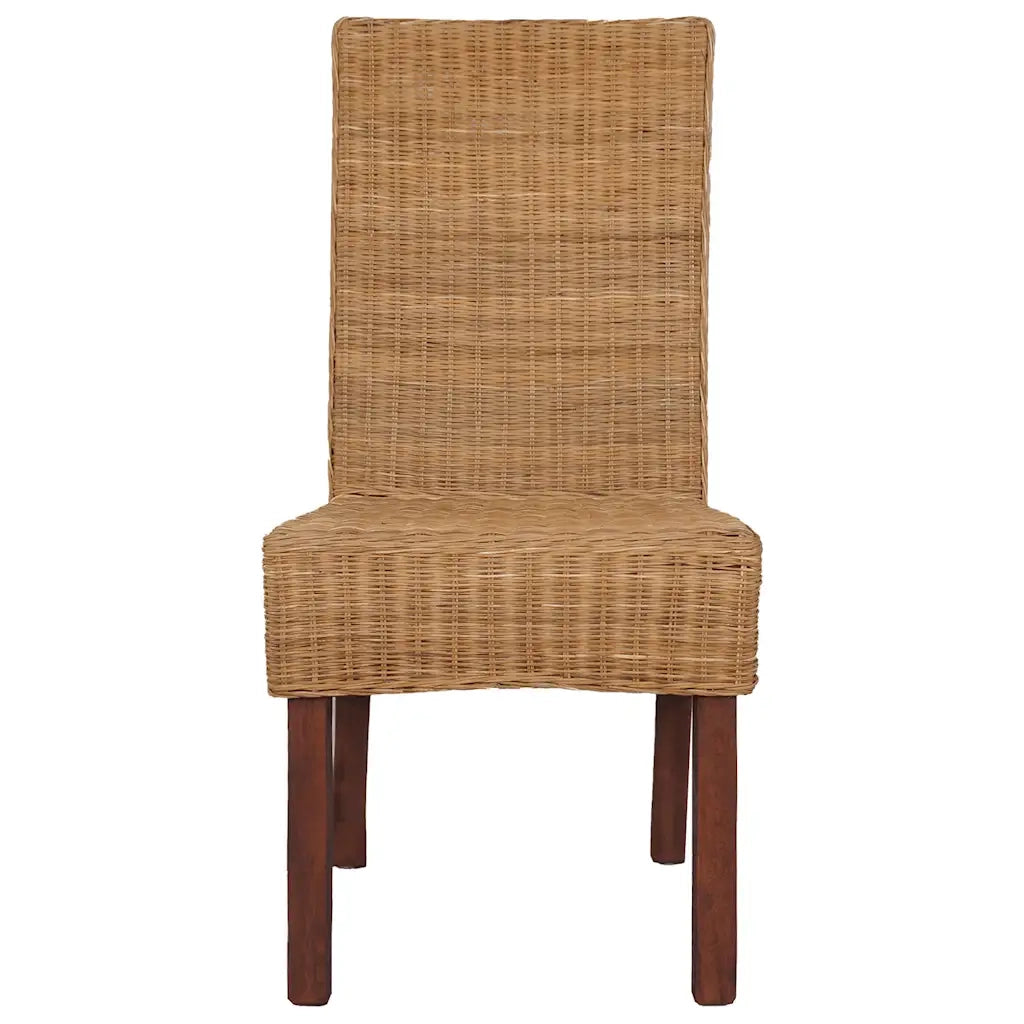 Sedie da Pranzo 2 pz Marroni in Rattan Naturale 243236
