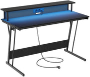 Scrivania con sostegno monitor - tavolo da lavoro - stazione di lavoro - progettata ergonomicamente - 55 cm x 135 cm x 76 cm - nero
