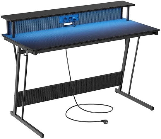Scrivania con sostegno monitor - tavolo da lavoro - stazione di lavoro - progettata ergonomicamente - 55 cm x 135 cm x 76 cm - nero