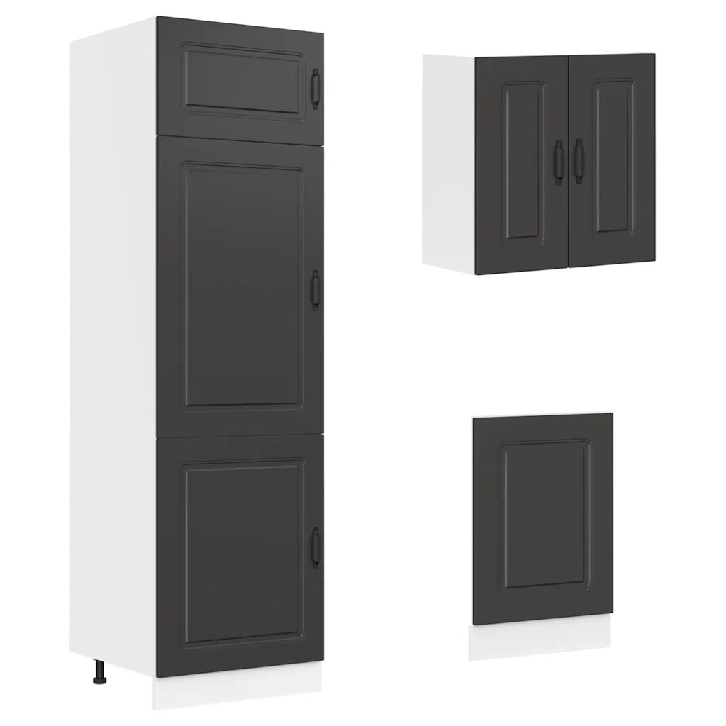 Set Mobili da Cucina 8 pz Kalmar Neri Legno Multistrato 3314792