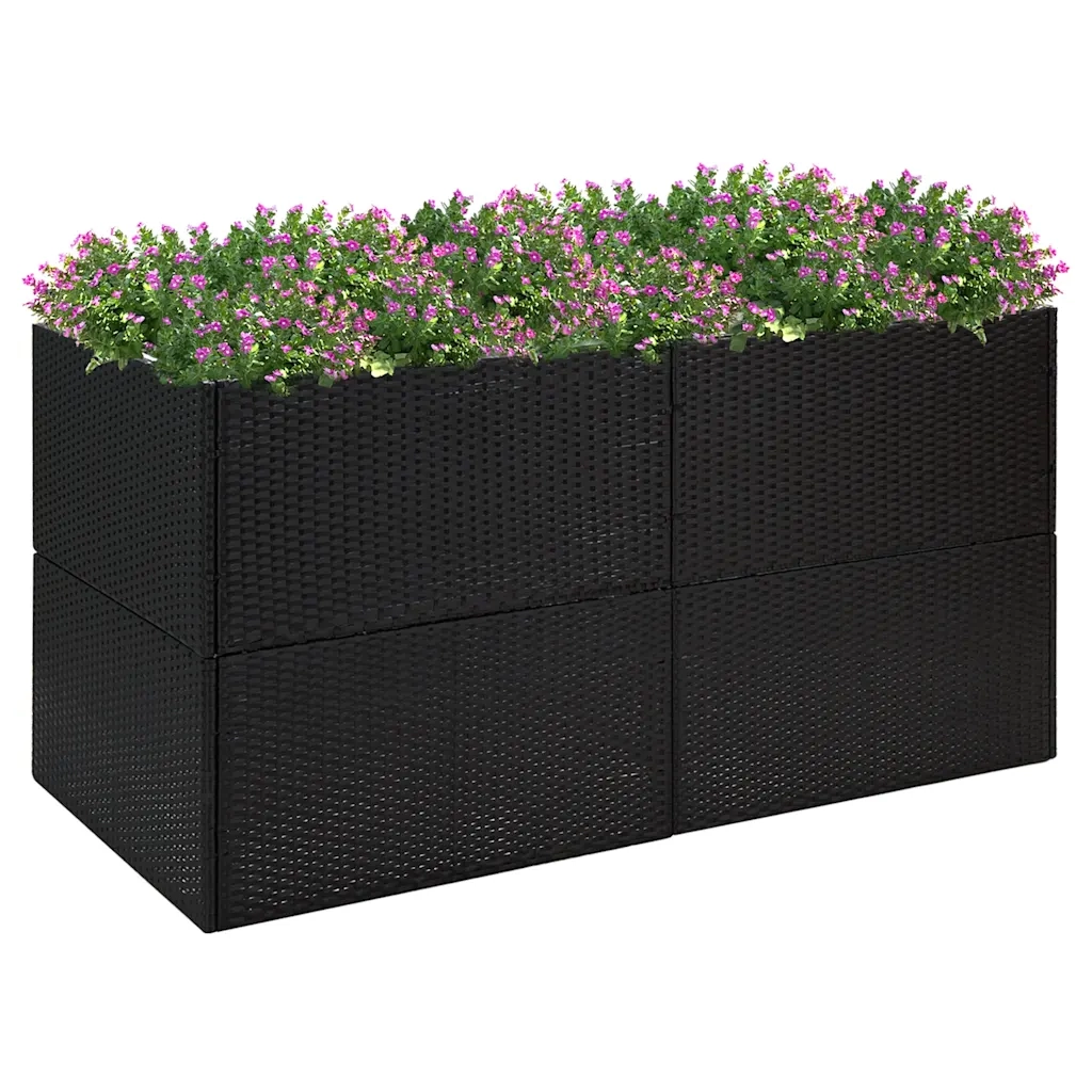 Fioriera | Cassetta per fiori | Vaso da Giardino Nero 157x80x80 cm in Polyrattan