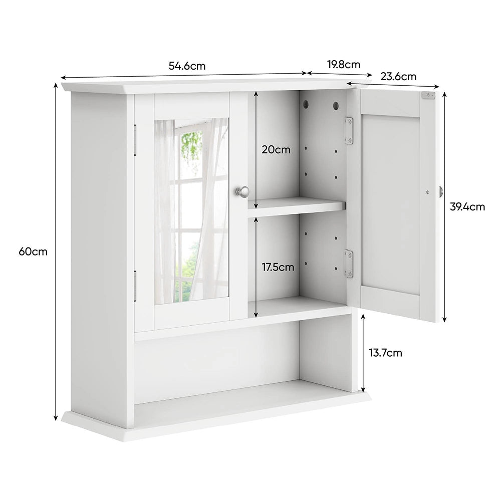 Armadietto bagno con specchio - Xylo - armadietto medicinali bianco, ripiano regolabile, per bagno e lavanderia