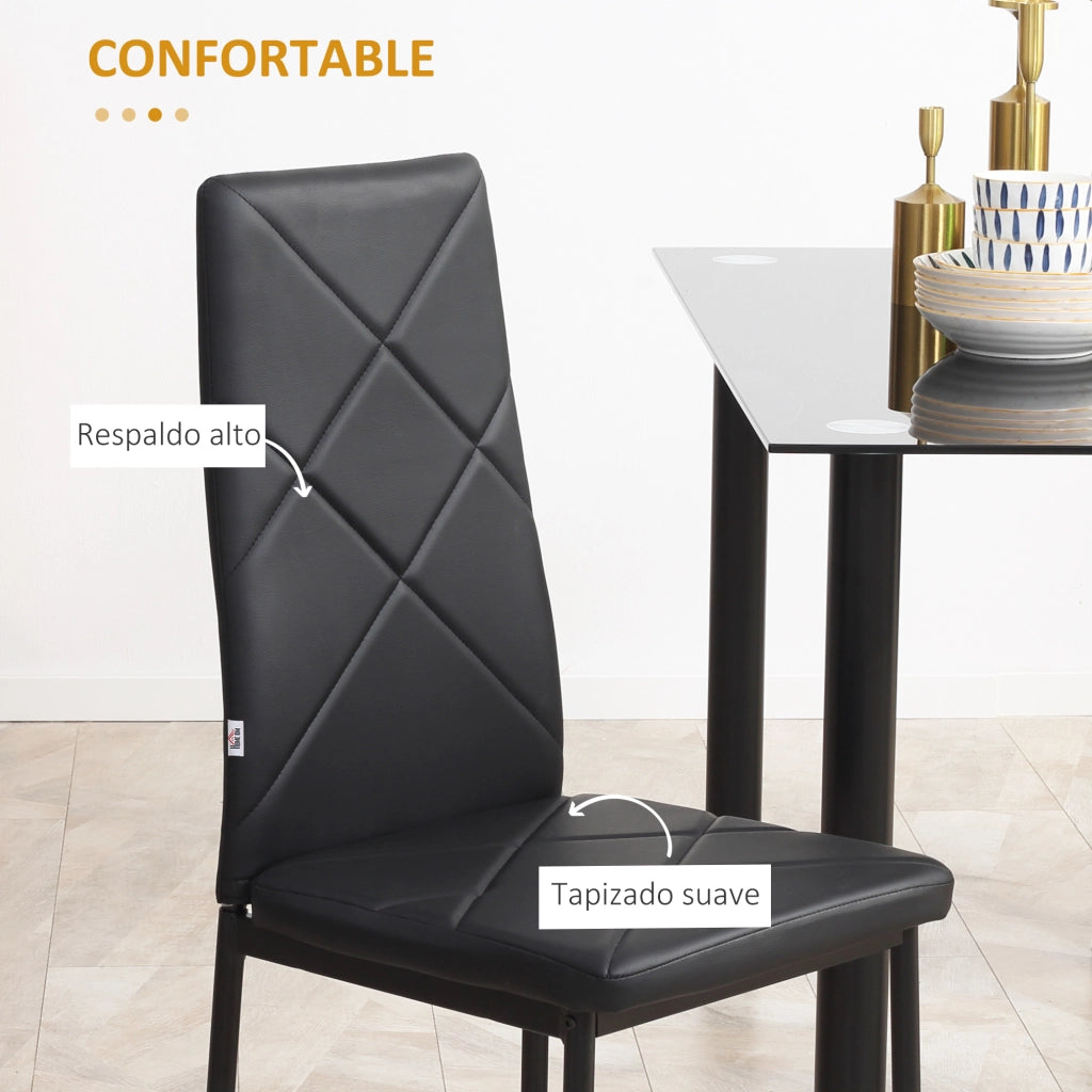 Set di 4 Sedie da Pranzo Imbottite con Schienale Alto e Gambe in Metallo ¨C Zephmum ¨C Nero 41x50x97 cm
