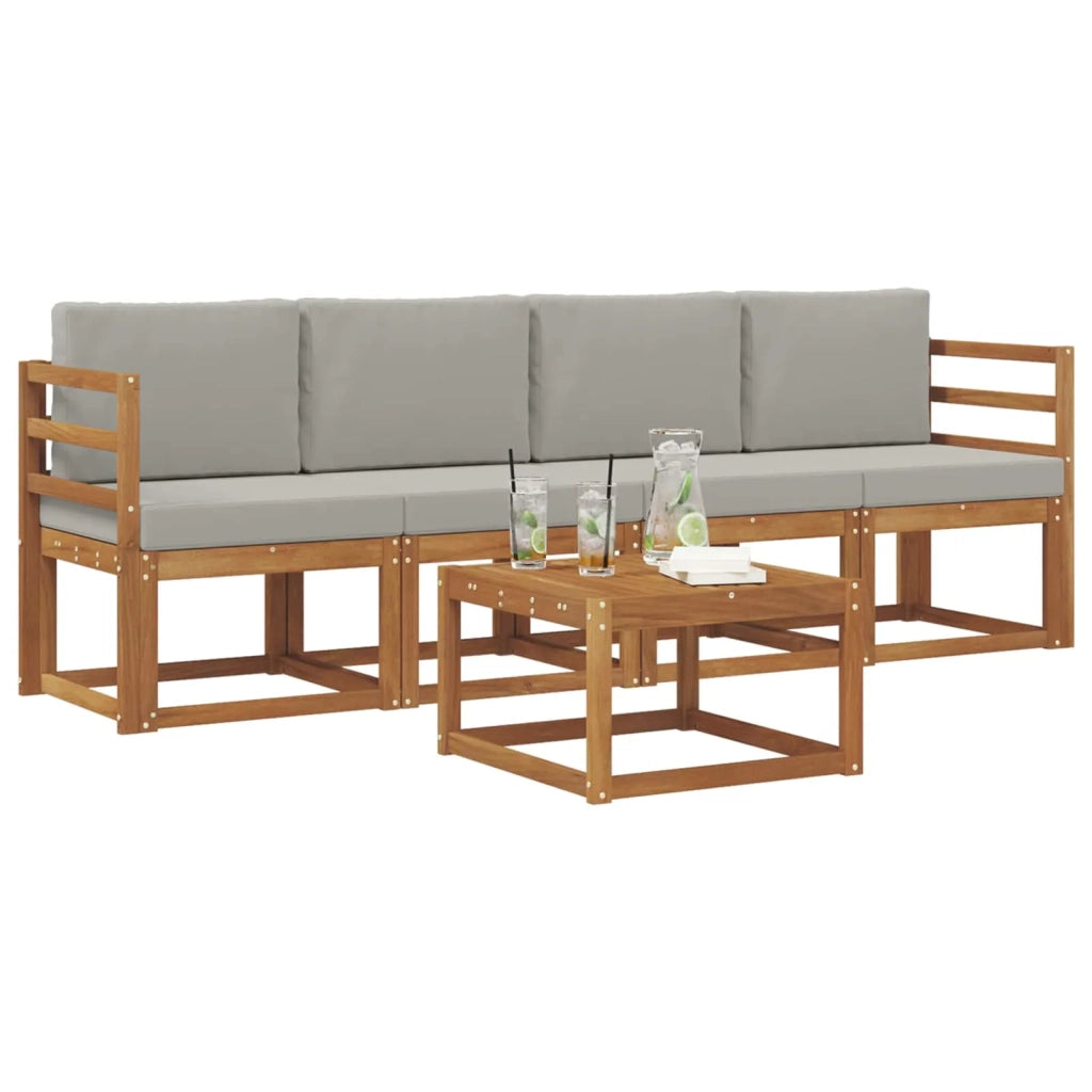 Set di divani da esterno 5 pcs Grigio Naturale e Chiaro 3365959