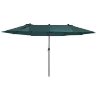 Ombrellone da Giardino Doppio con Apertura a Manovella, in Acciaio e Poliestere, 455x265x238cm, Verde Scuro