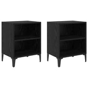 Set di 2 Comodini | Armadio da Notte | Mobiletto da notte Rovere Nero 40 x 30 x 50 cm