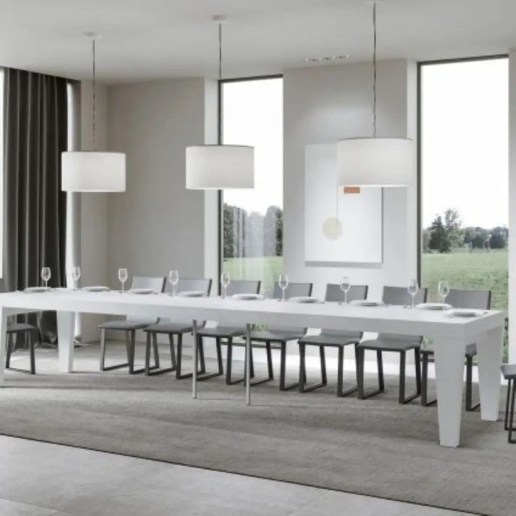 Tavolo allungabile 130/390x90 cm Spimbo Premium colore bianco frassino