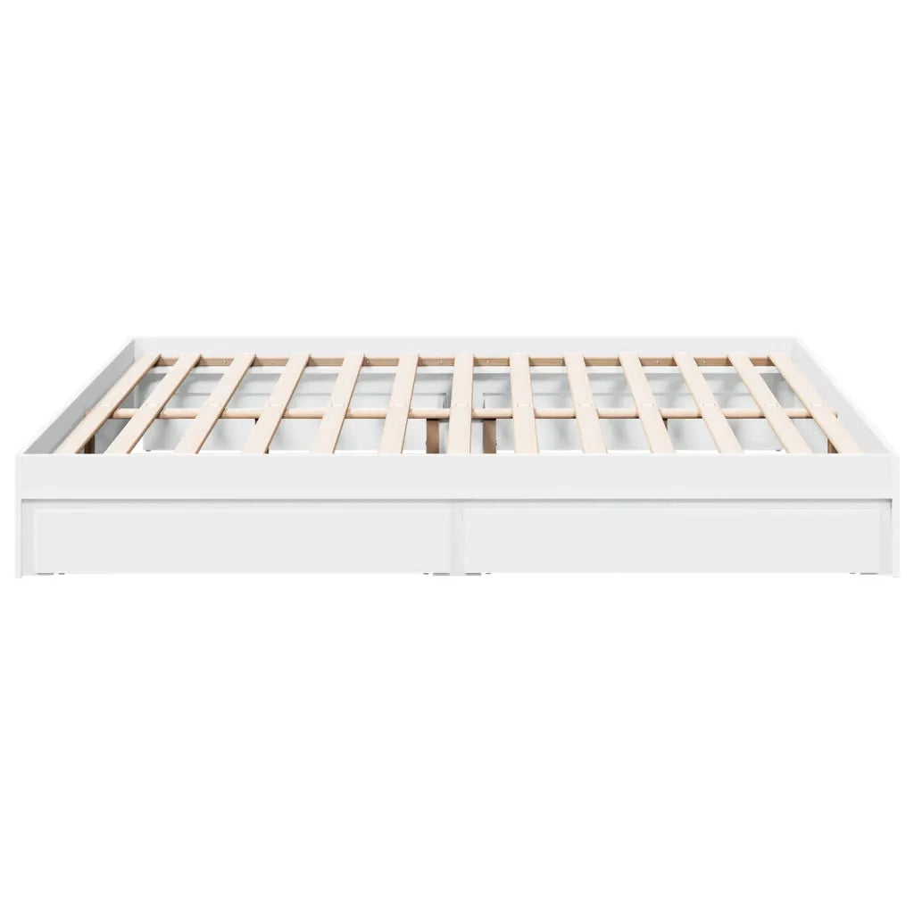 Giroletto con Cassetti-Struttura Letto con contenitore Bianco 200x200 cm in Legno Multistrato 495957