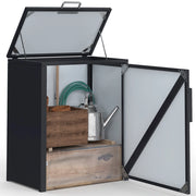 IDMarket - Armadio da giardino in metallo 70 x 40 x 80 cm grigio antracite con tetto sollevabile, doppia anta e ripiano