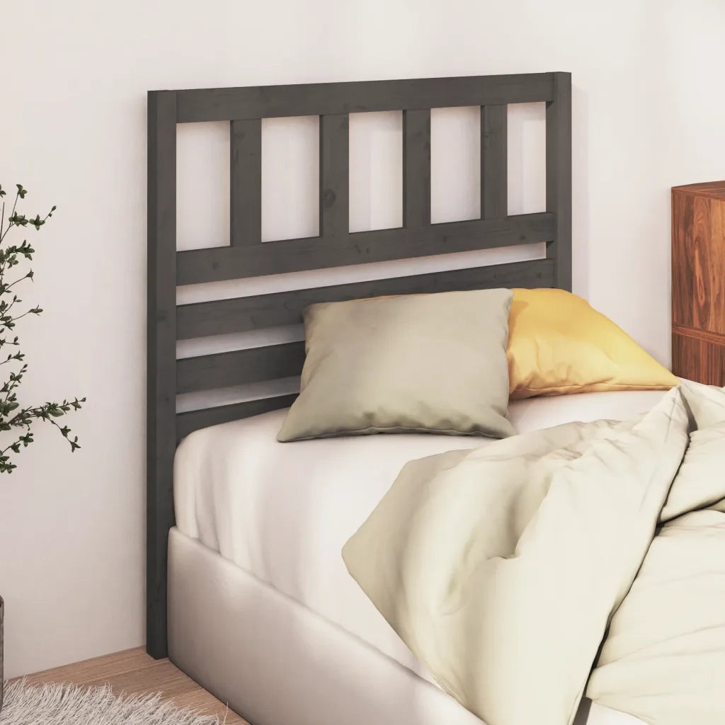 Testiera | Testata per Letto Grigia 81x4x100 cm in Legno Massello di Pino