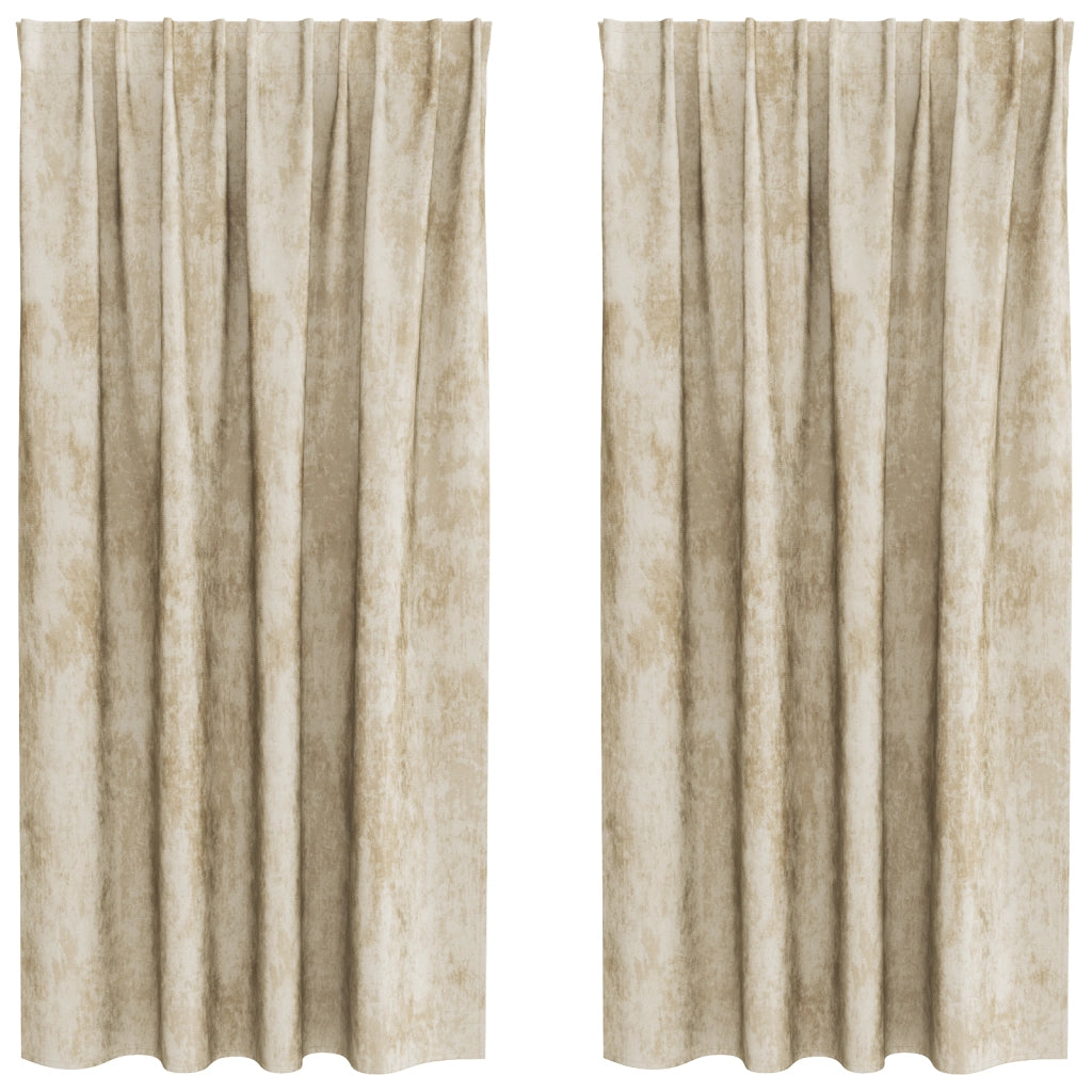 Tende in velluto 2 pcs con occhielli panna 175x140 cm