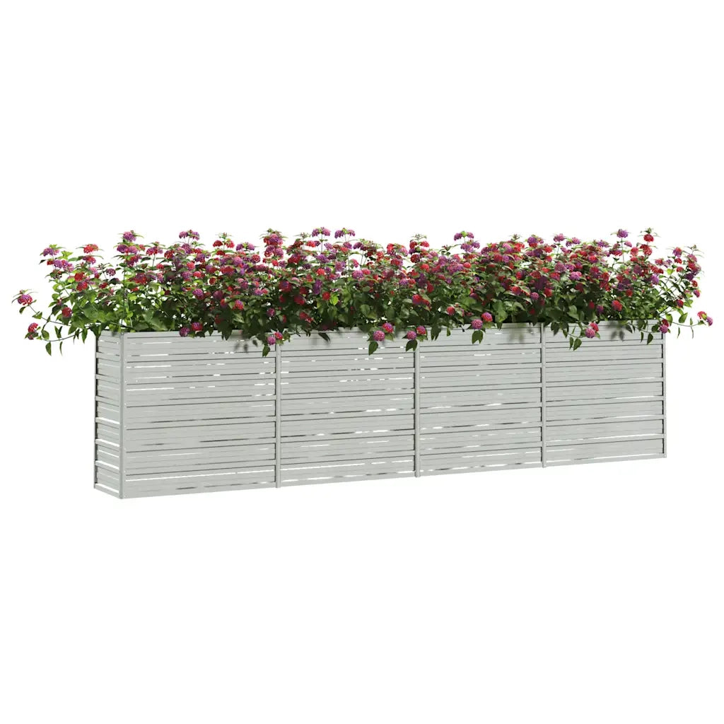 Fioriere | Cassetta per fiori | Letto Rialzato Giardino 320x40x77 cm in Acciaio Zincato Argento