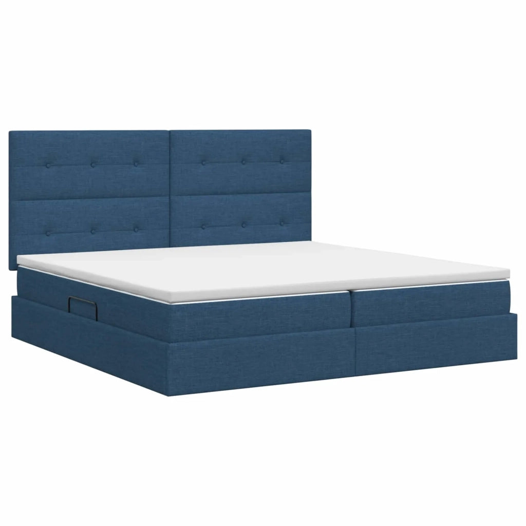 Letto con contenitore e materasso Blu 200 x 200 cm Tessuto 3459530