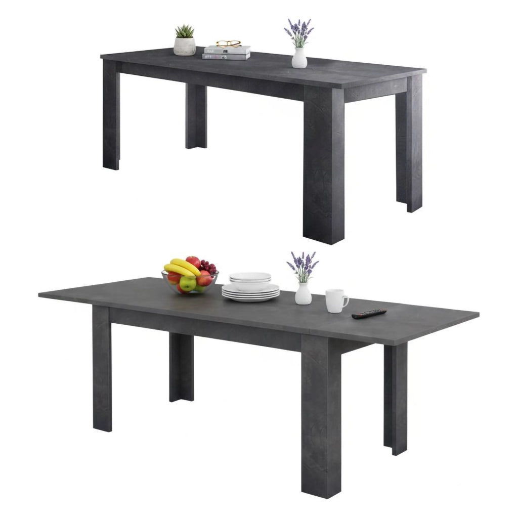 Tavolo per sala da pranzo Arizon, Made in Italy, Tavolo moderno con allunghe, Consolle allungabile, cm 140/190x90h75, Grigio Ardesia