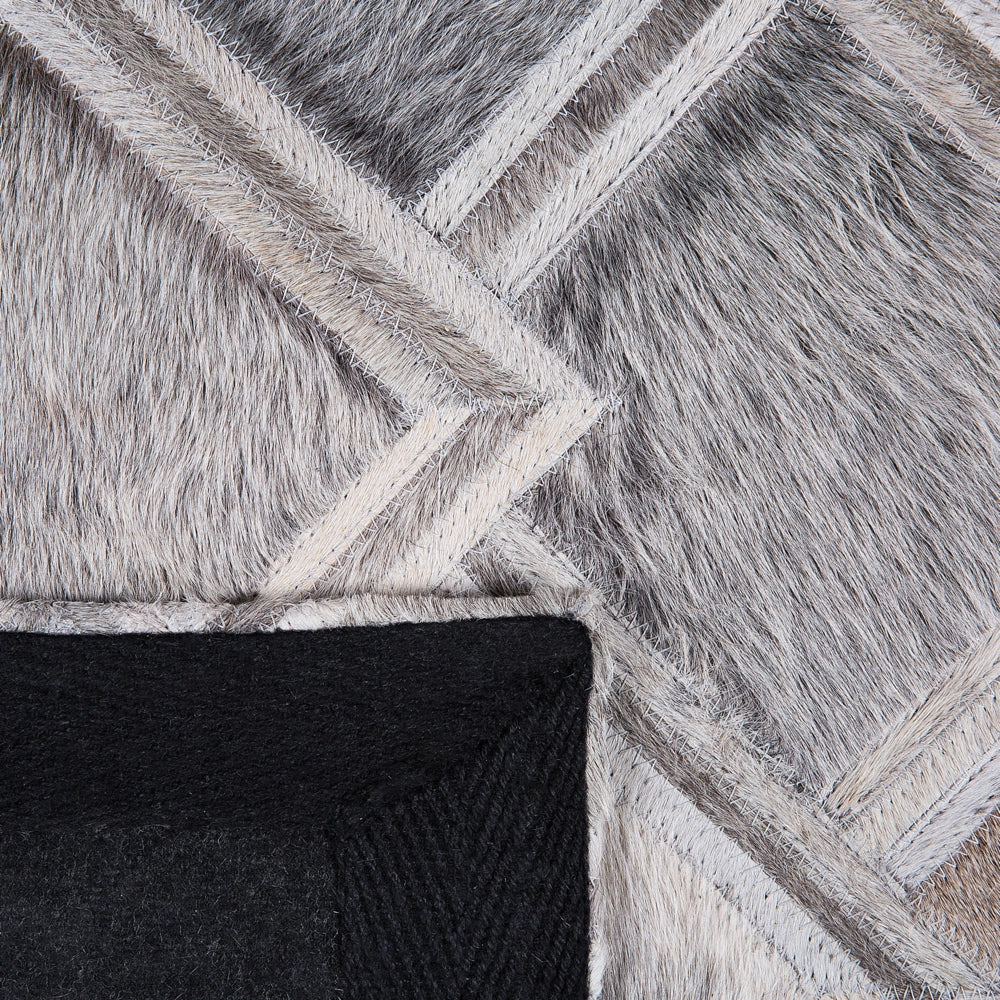 Tappeto tappetino Grigio Pelle 140 x 200 cm Patchwork Pelle Bovina Geometrico Rettangolare Moderno