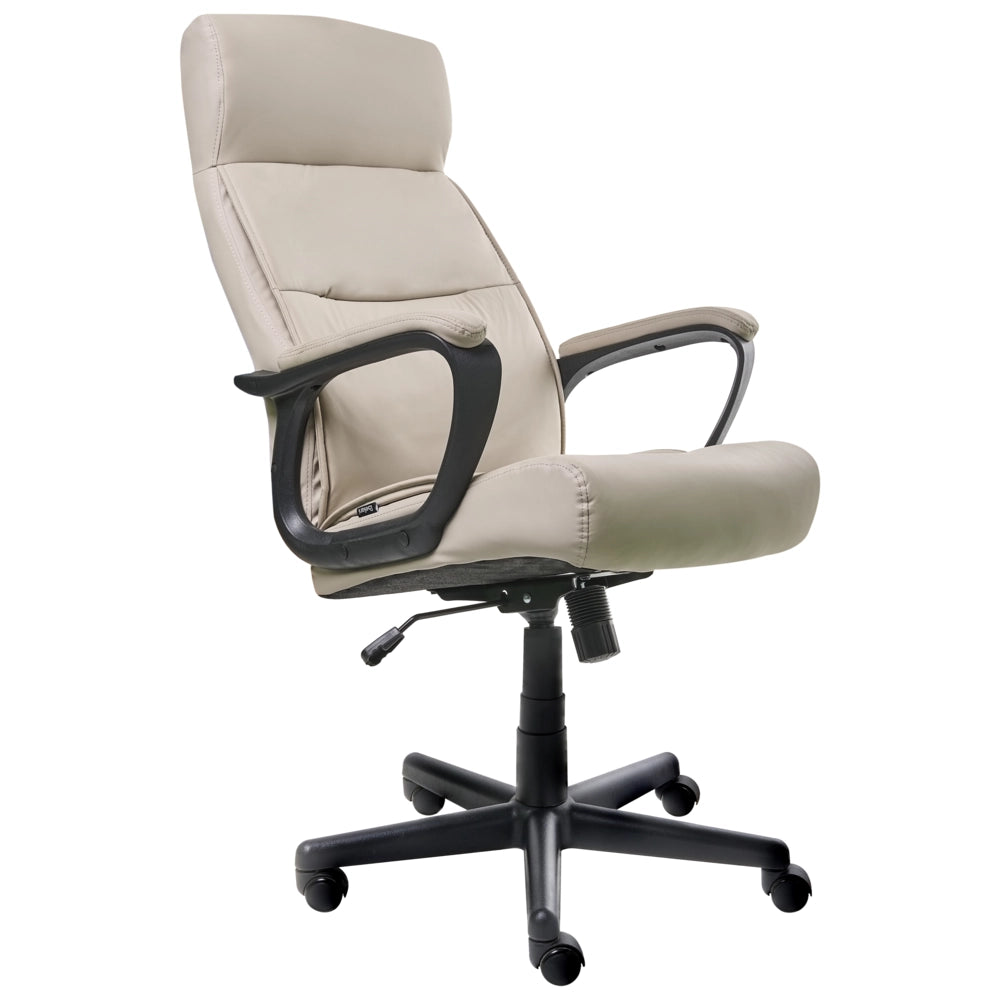 Sedia da ufficio retrò in similpelle beige altezza regolabile con braccioli elegante