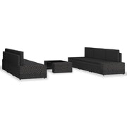 Set Divani da Giardino 7 pz in Polyrattan Nero 3054578