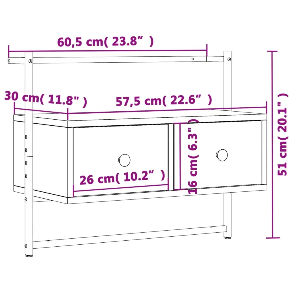 Mobile TV a Muro | Armadietto TV | Mobile Porta TV Rovere Sonoma 60,5x30x51 cm Legno Multistrato