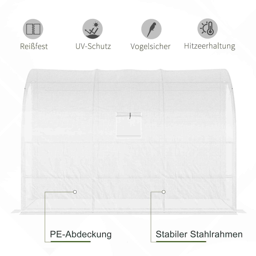 Serra da Giardino con Copertura in Plastica, 3 Ripiani, Porte a Zip, Bianco ¨C zephmum ¨C 200x100x150 cm