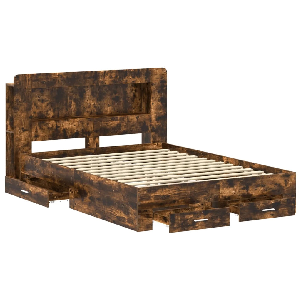 Telaio del letto con storage Rovere Fumo 150 x 200 cm 3433881