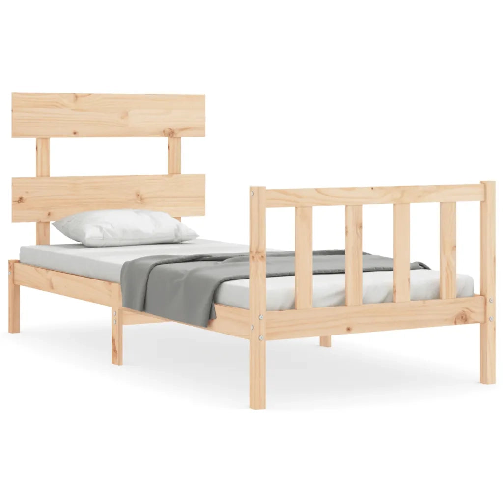 Giroletto con Testiera Single-Struttura Letto in Legno Massello 698038