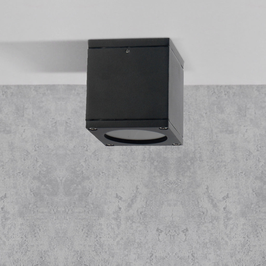 Plafoniera esterna Polux MORIS GU10 nera in alluminio IP54