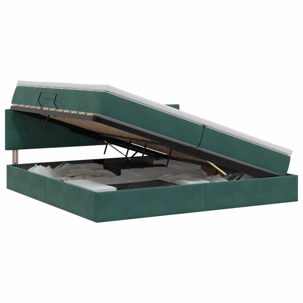 Letto con Contenitore Verde Scuro 200 x 200 cm Velluto 3458832