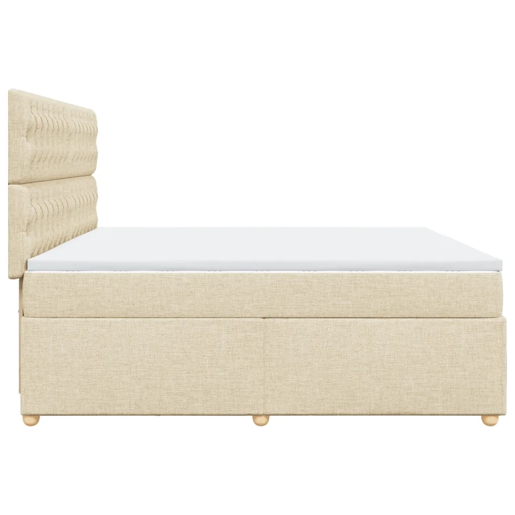 Giroletto a Molle con Materasso Crema 200x200 cm in Tessuto