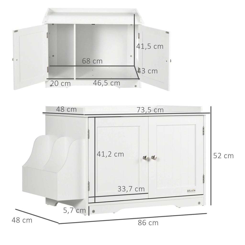 ARMADIETTO LETTIERA PER GATTI 86x48x52 cm MDF Bianco