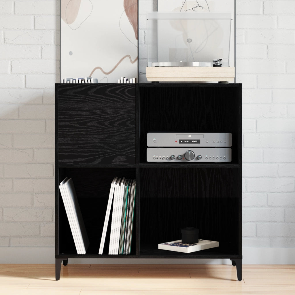 Armadio per dischi  Nero Rovere 84,5x38x89 cm Legno ingegnerizzato