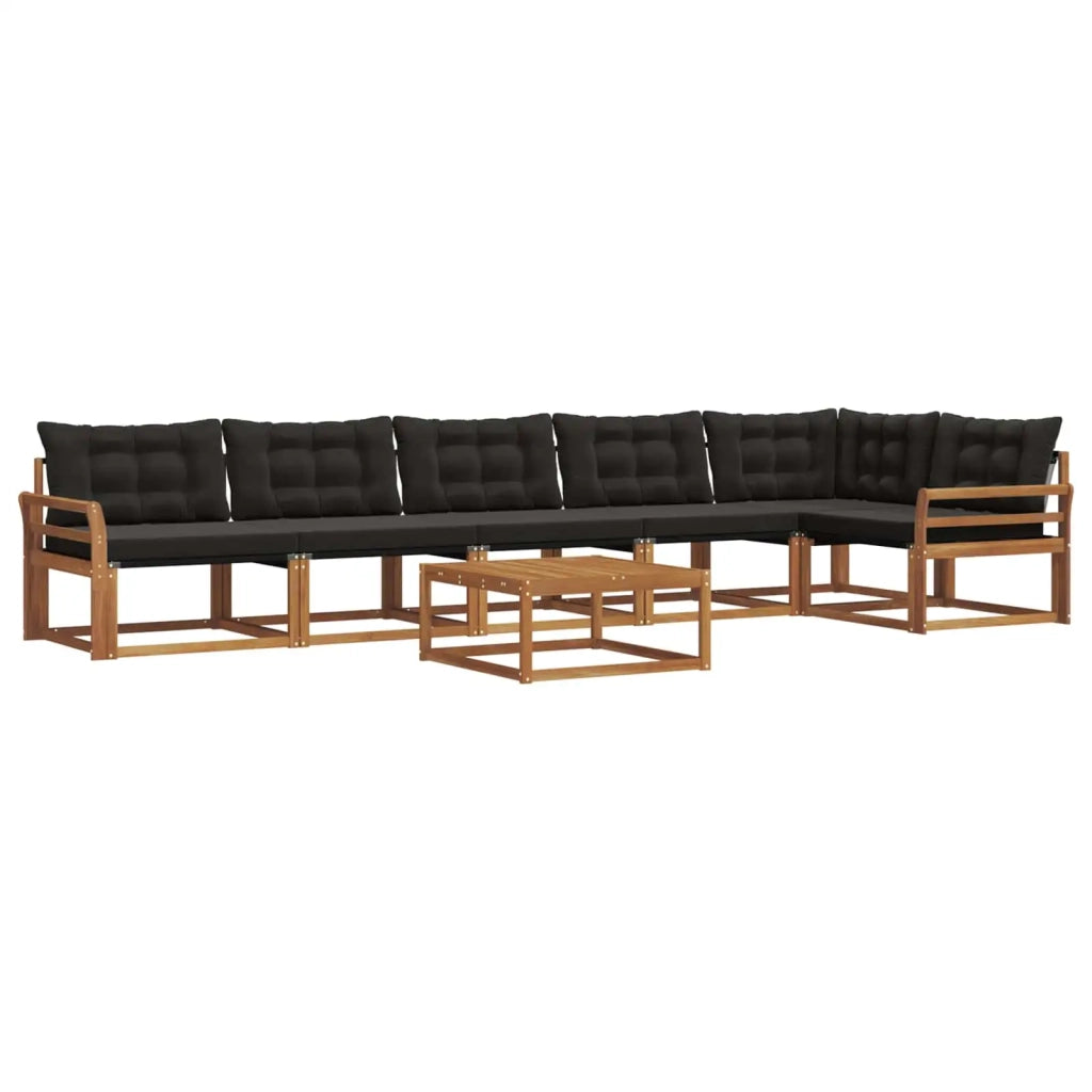Set di divani da esterno con cuscino 7 pcs Naturale e Nero