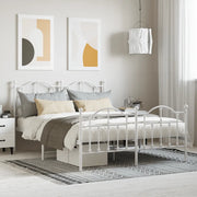 Giroletto con Testiera e Pediera-Struttura Letto Metallo Bianco 140x190 cm 689392