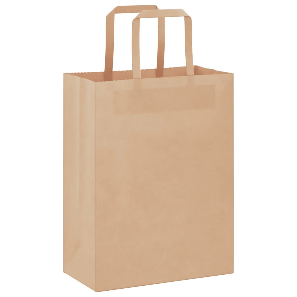 vidaXL Sacchetti di Carta 250 pz con Manici Marrone 21x11x28 cm