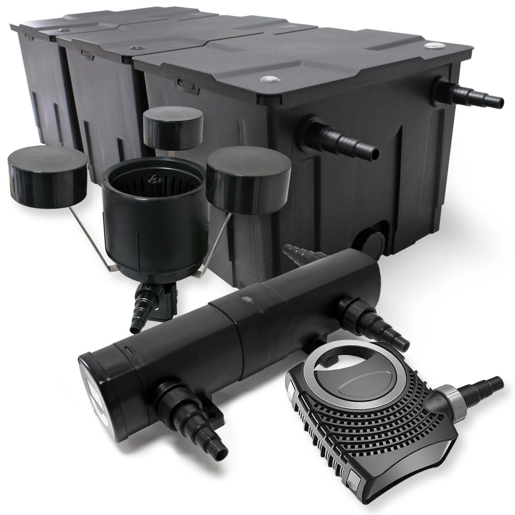 Set: Filtro bio per laghetto 90000l con Chiarificatore UVC 36W Pompa 80W Skimmer