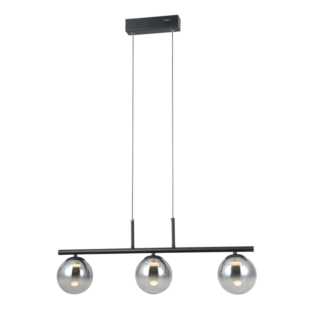 Lampada sospensione moderna nera sfere fumé LED 15W